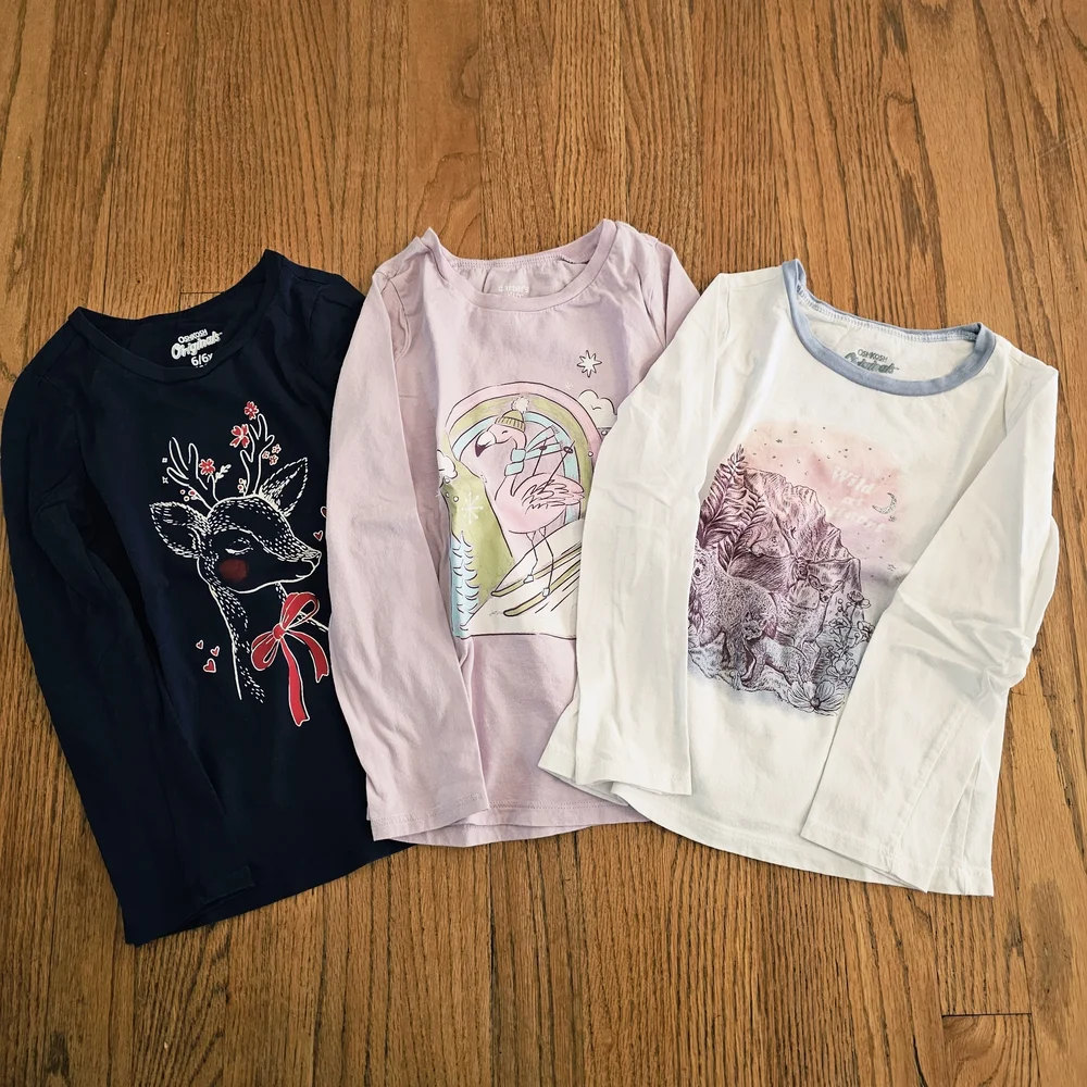 OshKosh B'gosh Long Sleeve Tees - Winter Holiday Christmas Girls Size 6